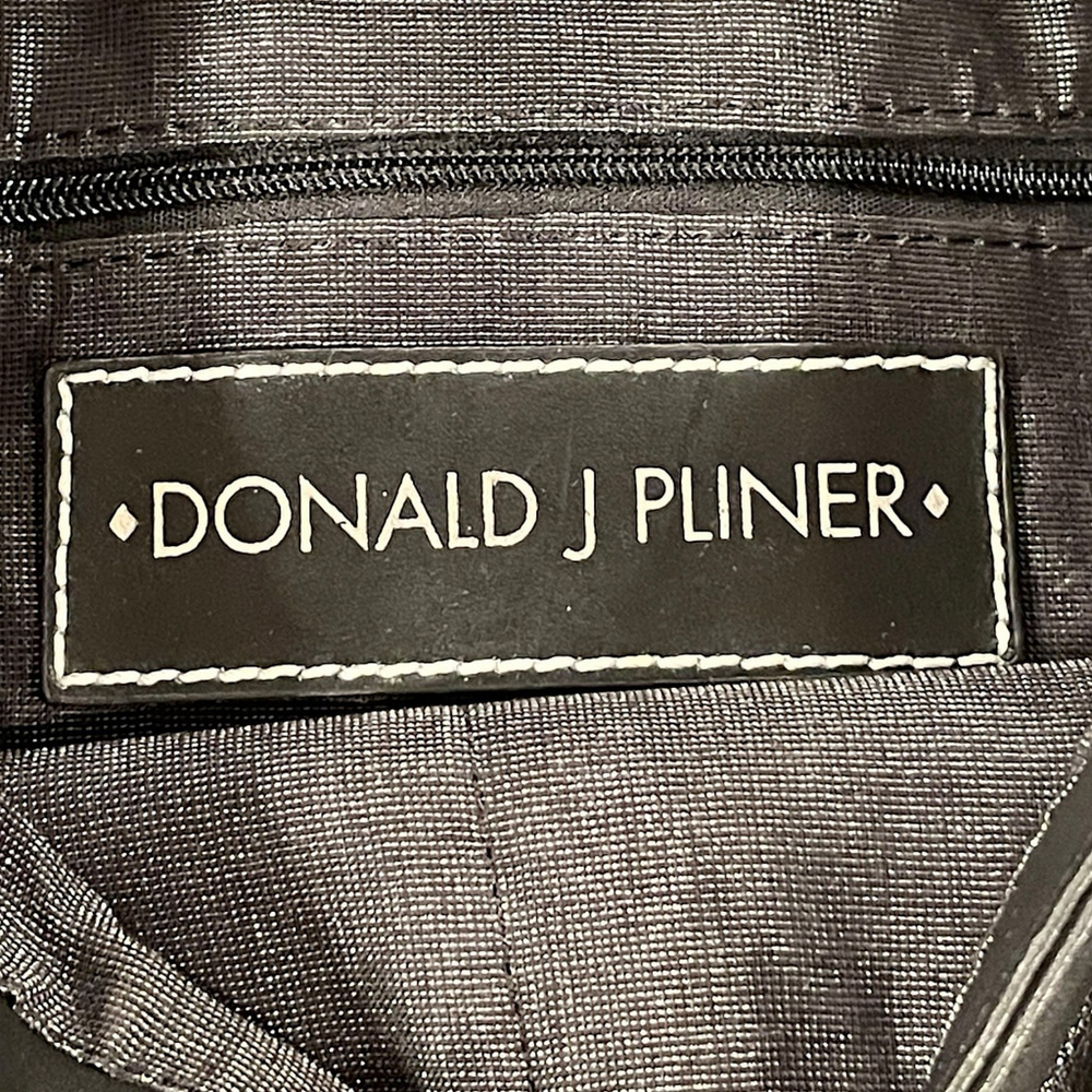 Donald J Pliner Womens Leather Bag Purse Shoulder Strap Brass Hardware Black - Picture 11 of 16
